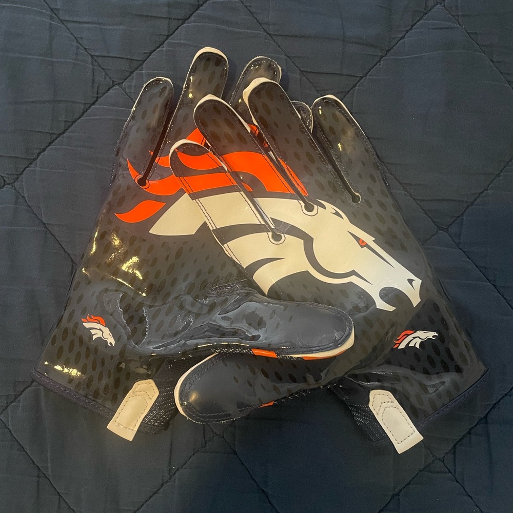 NIKE VAPOR KNIT NFL DENVER BRONCOS RECEIVERS FOOTBALL GLOVES MENS XXL